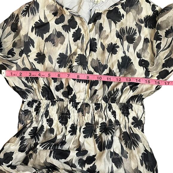 Ott Cream Black Floral Tiered Long Sleeve Midi Dress Size M Feminine - Picture 8 of 8
